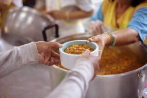 Concept of food sharing for the poor to alleviate hunger