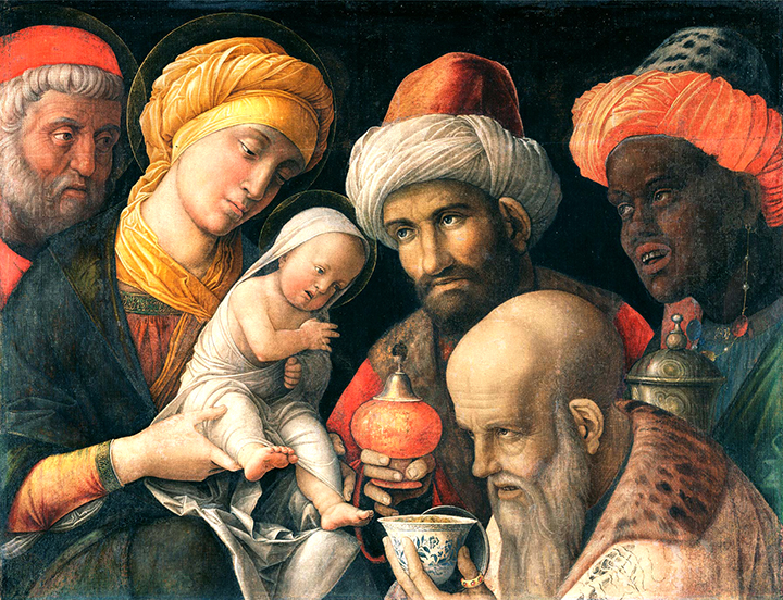 Andrea Mantegna, Pokłon trzech króli, 1497-1500. Rep. Wikipedia