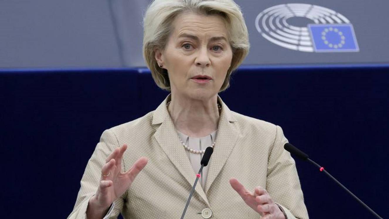 Fot. PAP/EPA/RONALD WITTEK
epa11186011 European Commission President Ursula von der Leyen speaks during a debate on European Security and Defence at the European Parliament in Strasbourg, France, 28 February 2024. The EU Parliament's session runs from 26 to 29 February 2024. EPA/RONALD WITTEK Dostawca: PAP/EPA.