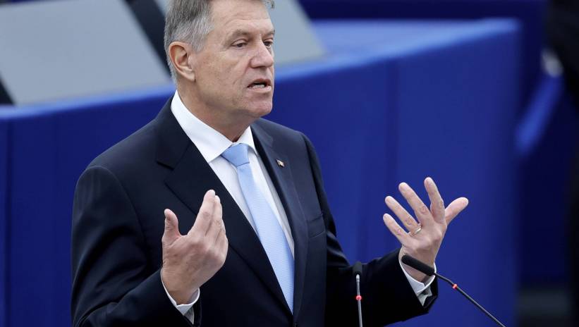 President of Romania Klaus Iohannis speaks during a debate on 'This is Europe - Debate with the President of Romania' at the European Parliament in Strasbourg, France, 07 February 2024. The EU Parliament's session runs from 05 till 08 February 2024. Fot. PAP/EPA/RONALD WITTEK
