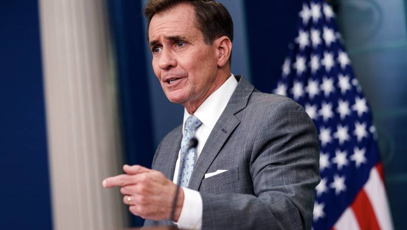 White House National Security Communications Advisor John Kirby speaks during the daily press briefing at the White House, Washington, DC, USA, 02 April 2024. Kirby said the US was 'outraged' about the deaths of the seven humanitarian workers killed on 02 April in Gaza in an Israeli military strike.The NGO World Central Kitchen (WCK) confirmed in a statement on 02 April that seven of its members were killed in an Israeli strike, when a missile hit their convoy in Deir al Balah while they were on their way from Rafah to Gaza City to receive fresh aid delivered by the Open Arms vessel. Fot. PAP/EPA/WILL OLIVER