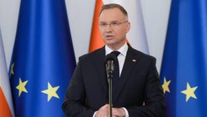 Fot. PAP/Paweł Supernak
Warszawa, 22.05.2024. Prezydent Andrzej Duda podczas spotkania z uczestnikami międzynarodowej konferencji PISM Strategic Ark, 22 bm. w Pałacu Prezydenckim w Warszawie. (mr) PAP/Paweł Supernak