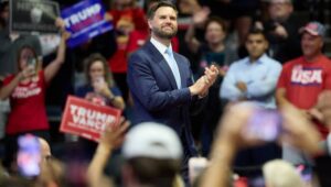Republican vice presidential nominee Senator JD Vance at the first joint rally for Republican presidential nominee Donald J. Trump and himself at Van Andel Arena in Grand Rapids, Michigan, USA, 20 July 2024. Fot. PAP/EPA/ALLISON DINNER