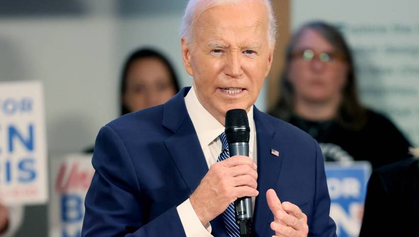 US President Joe Biden speaks during a meeting of national union leaders at the AFL-CIO in Washington, DC, USA, 10 July 2024. President Biden is turning to Black, Hispanic and progressive leaders to curb an intraparty chalenges over his fitness for office. Fot. PAP/EPA/TING SHEN / POOL