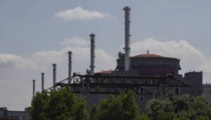 A picture taken during a visit to Enerhodar organised by the Russian Defence ministry shows a general view of the Zaporizhzhia Nuclear Power Plant in Enerhodar, southeastern Ukraine, 15 June 2023. The Zaporizhzhia Nuclear Power Plant can still continue to draw water from the Kakhovka reservoir, the IAEA reports. Grossi said that after the destruction of the Kakhovka hydroelectric power station, a situation may arise when the water from the Kakhovka reservoir will not be enough to cool the reactors of the Zaporozhye nuclear power plant. According to him, in this case, the reactors can be damaged, which threatens with the onset of radiological consequences. The water level in the reservoir near the Zaporizhzhya TPP has dropped to 11.27 meters and continues to decline. Fot. PAP/EPA/SERGEI ILNITSKY