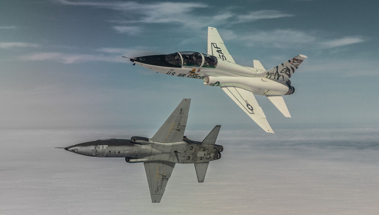 T-38C Talon jet trainers break away during a training flight at the Euro-NATO Joint Jet Pilot Training Program.