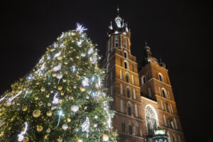 Bożonarodzeniowa choinka na rynku w Krakowie, fot. PAP/Ł. Gągulski