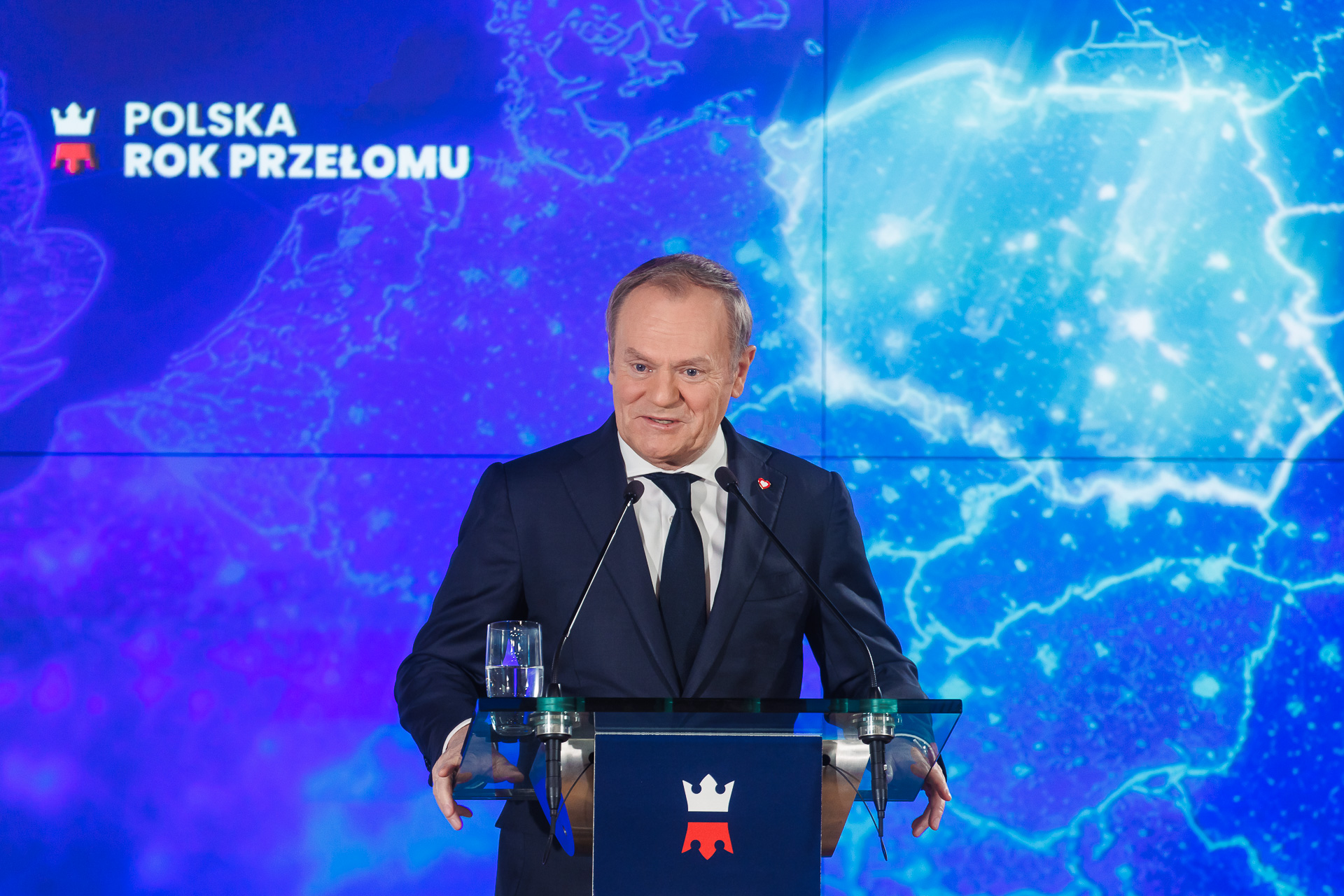 Foto: Premier Donald Tusk podczas wystąpienia "Polska. Rok przełomu"