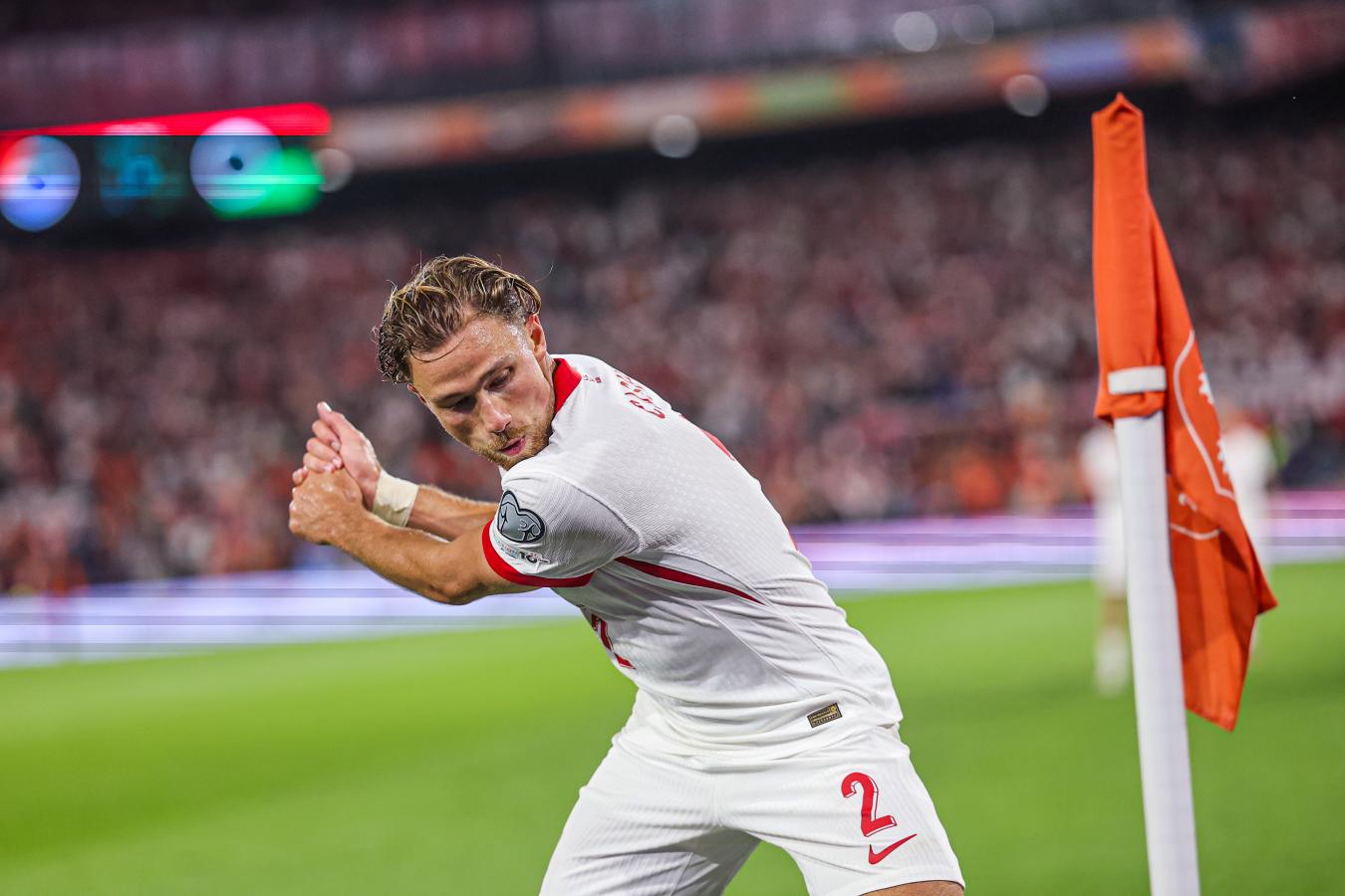 Foto: Matty Cash - strzelec gola dla Polski po zdobyciu bramki / Źródło: Serwis informacyjny PZPN