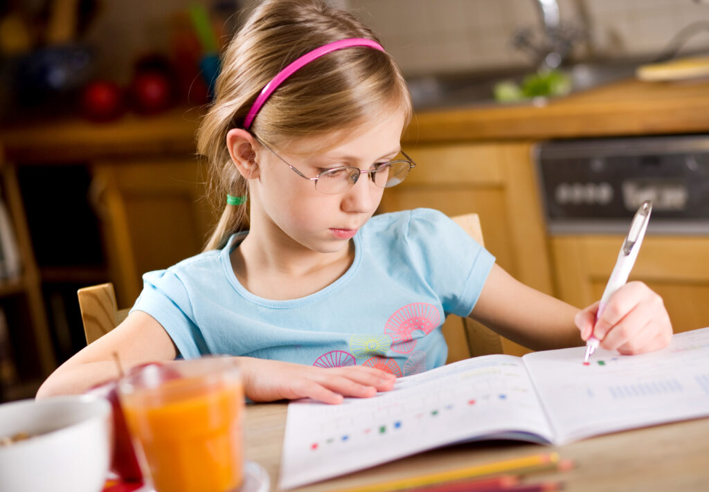 girl doing homework