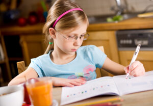 girl doing homework