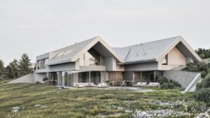 Foto: Dom o Dwóch Twarzach / H / Szary / Kamienny / Dom w Skarpie / KIAZMA.STUDIO